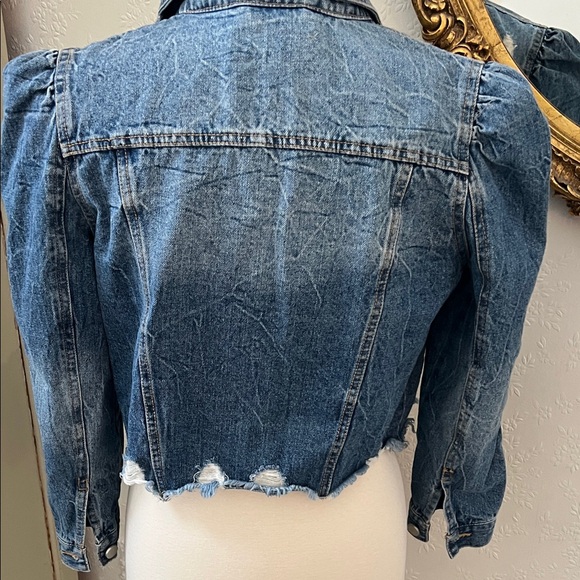 Blank NYC Blue Denim Distressed Jacket - Picture 5 of 7